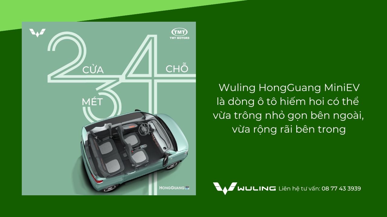 Wuling HongGuang MiniEV là dòng ô tô hiếm hoi có thể vừa trông nhỏ gọn bên ngoài, vừa rộng rãi bên trong